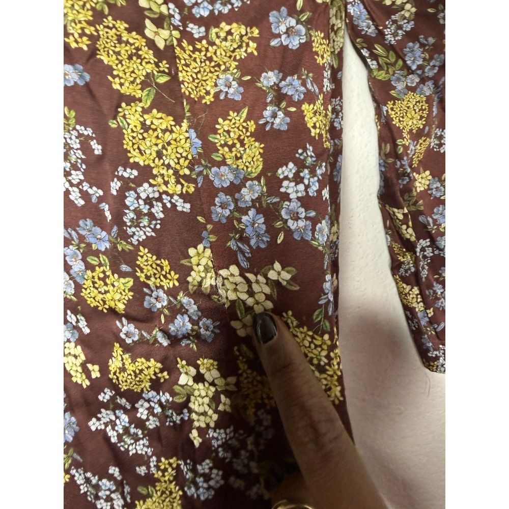 $695 Rentrayage Women's Brown Floral Ruched Baby Cleo Dress Size 6 - Picture 11 of 15